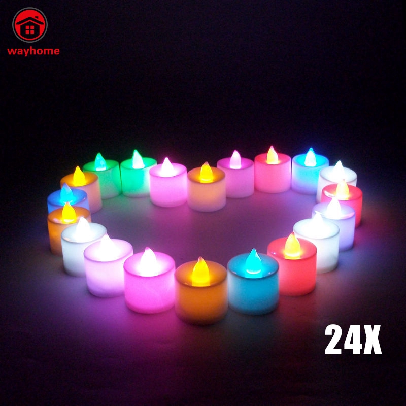 24Pcs Floating Flameless LED Tealight Tea Candles Light for Wedding Birthday Party Decoration Lamp 