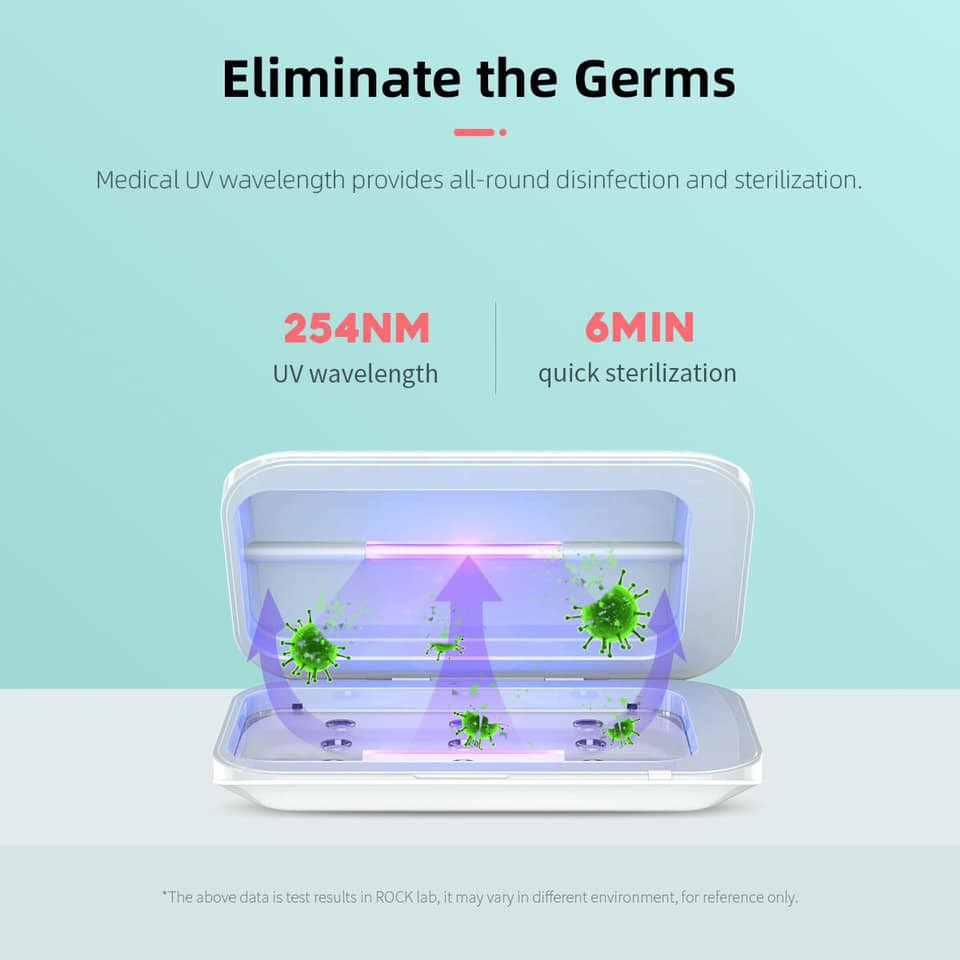 Hộp khử trùng mini - Máy diệt virus, khử trùng cho điện thoại, khẩu trang, chìa khóa..- Hàng chính hãng Rock space