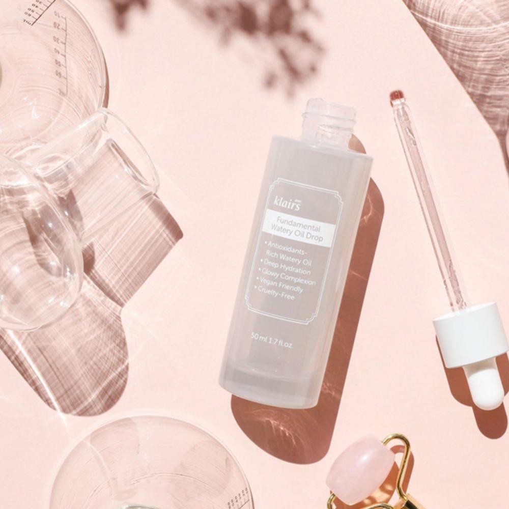 Serum Klairs Fundamental Watery Oil Drop Tinh dầu dưỡng ẩm chiết xuất trà xanh và gạo 50ml