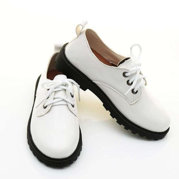 Giày Da Thời Trang Xuân Thu Anh Quốc Màu Đen Cho Bé Trai Và Gái 2021