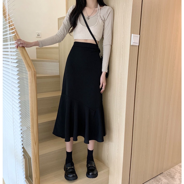 Chân váy midi chữ A eo cao phong cách mới trẻ trung nữ tính 48529