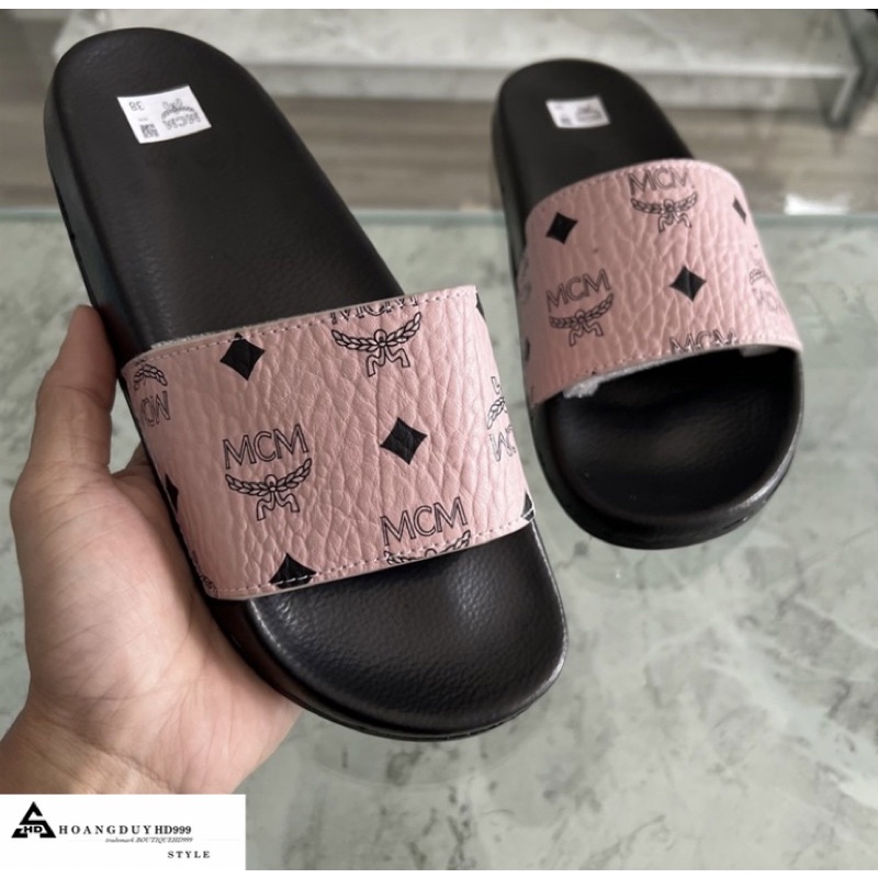 Dép lê nam quai ngang in hình MCM kèm ảnh thật - Dép nam quai da sần chất đẹp