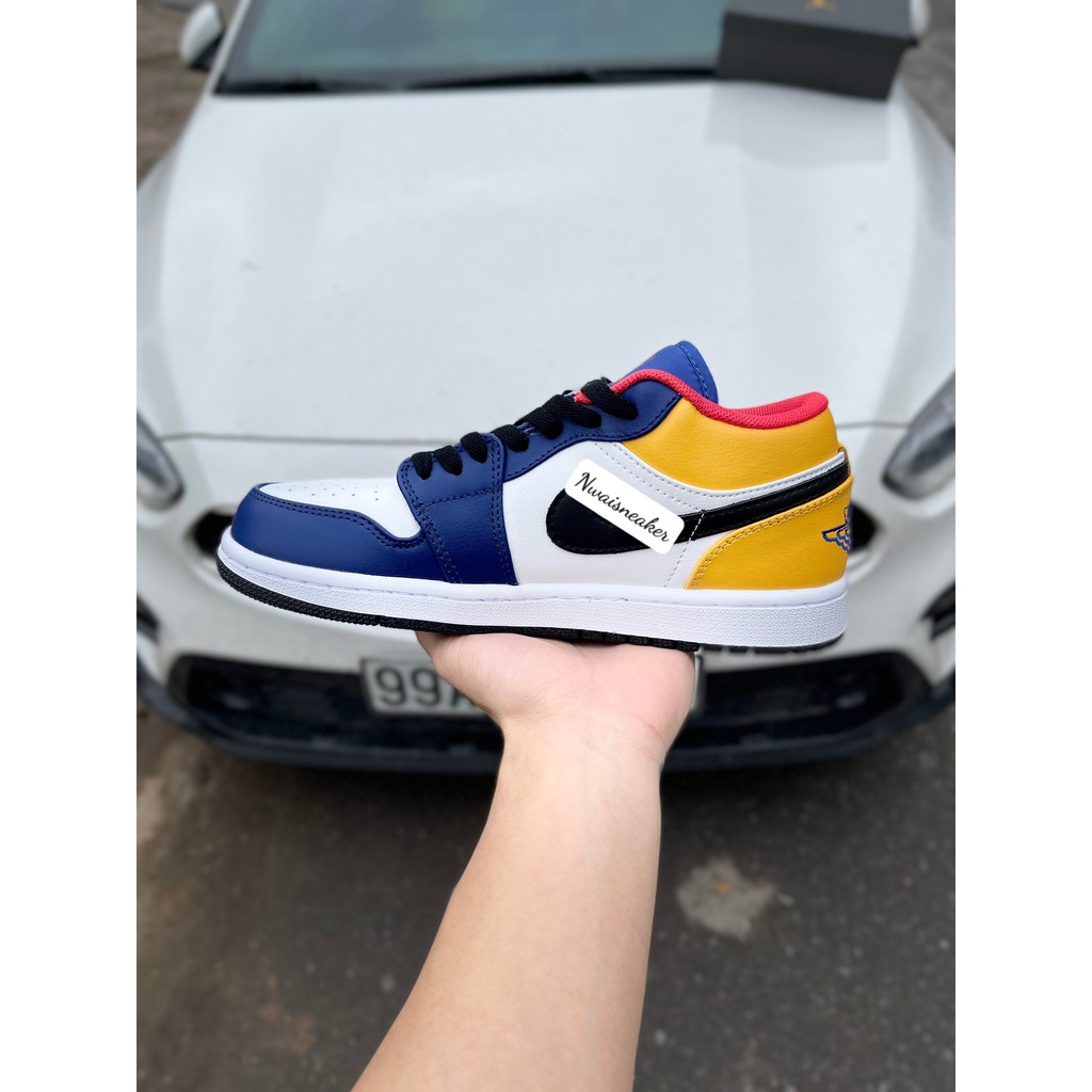 Giày JD Xanh Trắng Gót Vàng