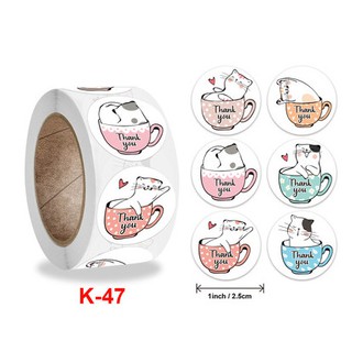 Set 50 sticker nhãn dán Thank You họa tiết xinh xắn Bánh Cá