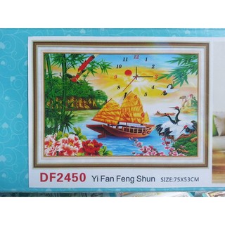 Tranh đính đá đồng hồ thuận buồm DF2450 (tranh chưa đính)