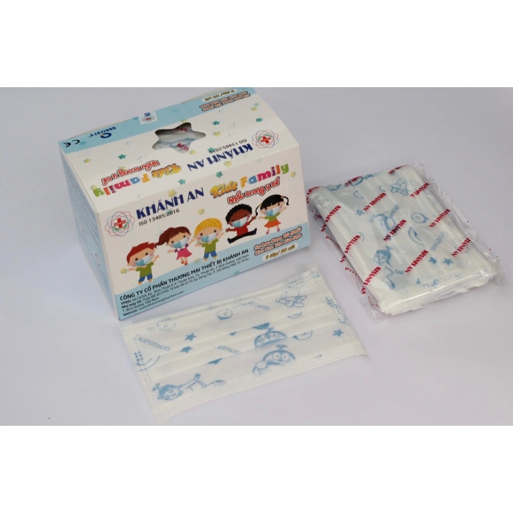 Khẩu trang y tế cao cấp 4 lớp Khánh An Kids Family dành cho trẻ em - hộp 50 cái