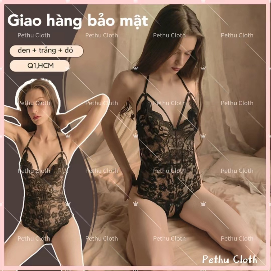 （Q1,HCM) Váy ngủ sexyBodysuit 2 dây nữ sang chảnh đan dây ren xuyên thấu kèm 40-60kg--016
