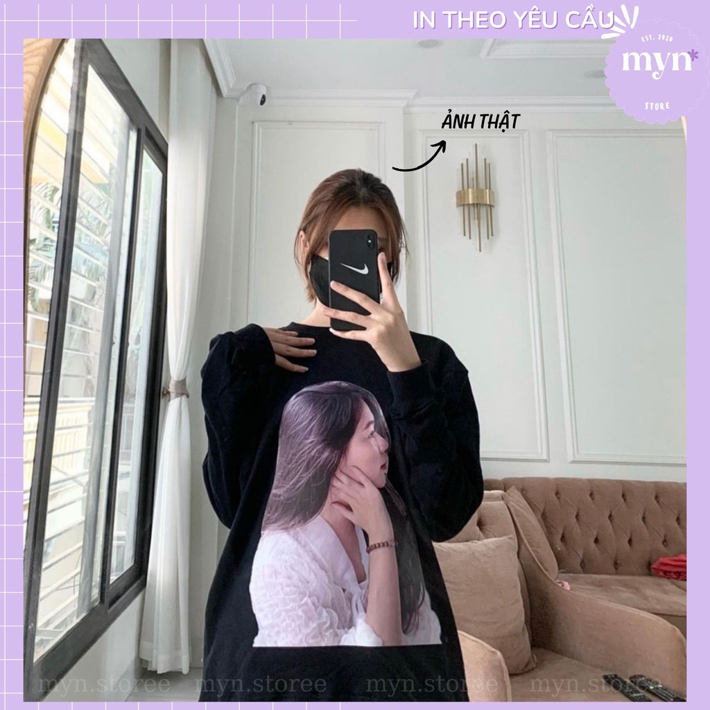 Áo Sweater Dài Tay Đen In Theo Yêu Cầu Nam Nữ Đủ Size