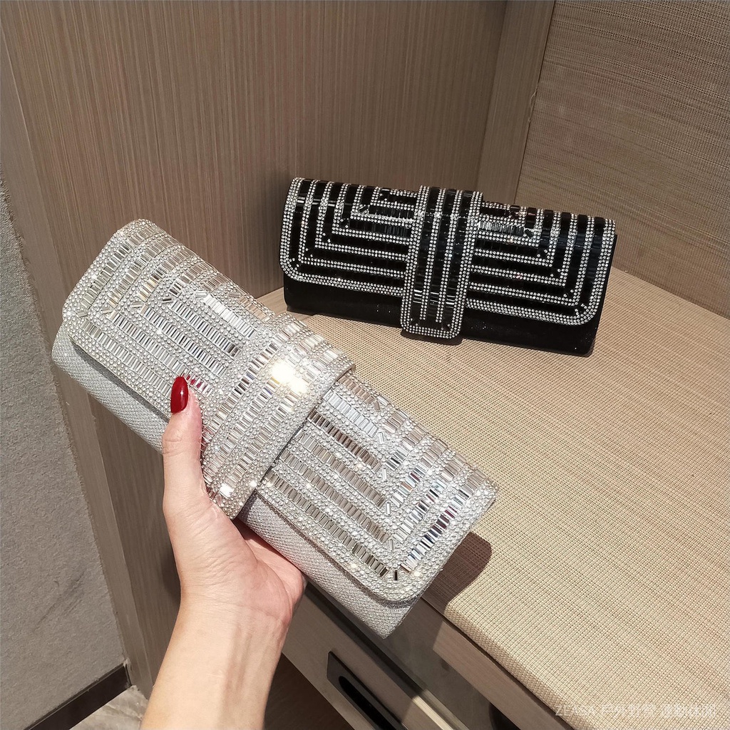 Ví Cầm Tay mini Hình Bao Thư Đính Kim Cương Giả Thời Trang Dự Tiệc Cho Nữ
