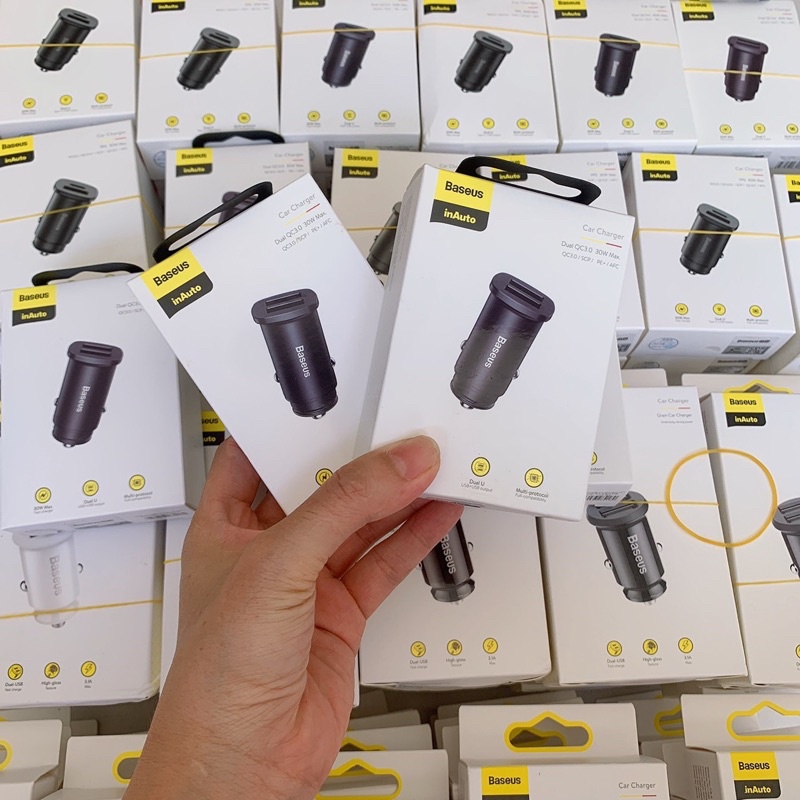 ✔CHÍNH HÃNG✔Tẩu sạc ô tô,xe hơi BASEUS CCALL-DS tích hợp 2 cổng USB sạc nhanh 30W Quick Charge 3.0 cho IPhone Samsung
