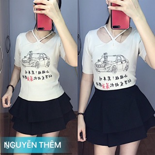 Áo len mongtoghi [ ÁO KIỂU] áo cộc tay nữ