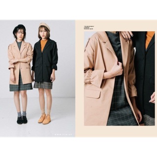 Áo khoác kaki trơn trench coat blazer tay chuông Liin (có ảnh thật)