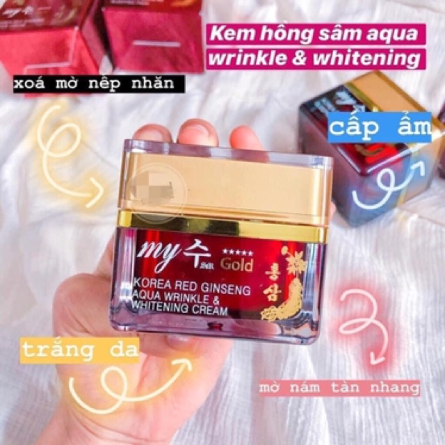 💦KEM HỒNG SÂM MY GOLD KOREA RED GINSENG AQUA WRINKLE & WHITENING CREAM 🌺🌺