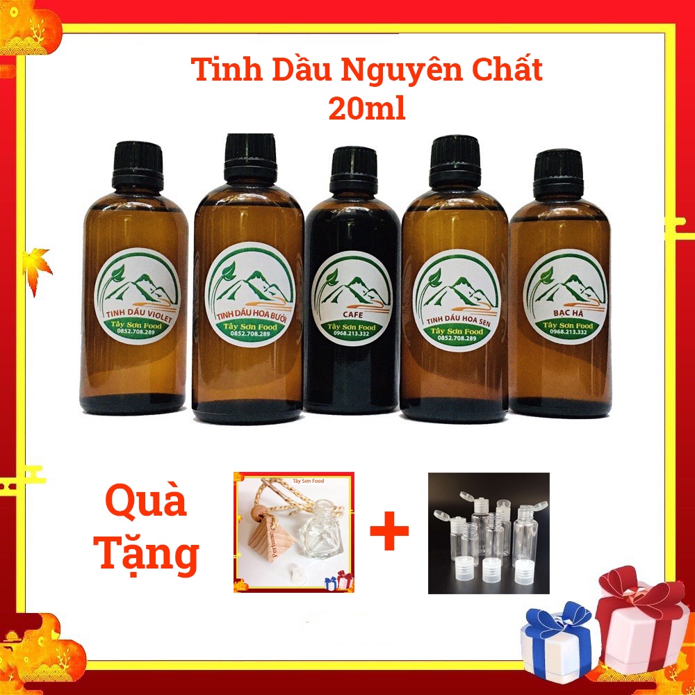 MUA 1 TẶNG 1 _ Lọ 20ML Tinh Dầu Sả, Sả Chanh, Bạc Hà, Hoa Bưởi Tự Nhiên Nguyên Chất Thơm Nhà Đuổi Muỗi Sạch Khuẩn