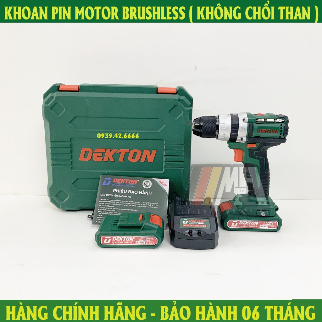 Máy khoan pin 21v KHÔNG CHỔI THAN chính hãng Dekton Model DK-2120BL, 3 chức năng, giá tốt , mẫu mới