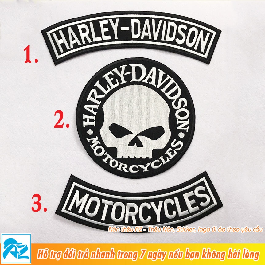 Patch vải ủi thêu logo Harley Davidson Motor  - Sticker ủi vá quần áo S498