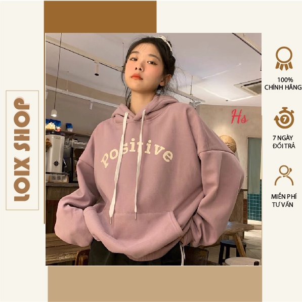 Áo hoodie in chữ posi chất liệu nỉ dày dặn LOIX mã 787