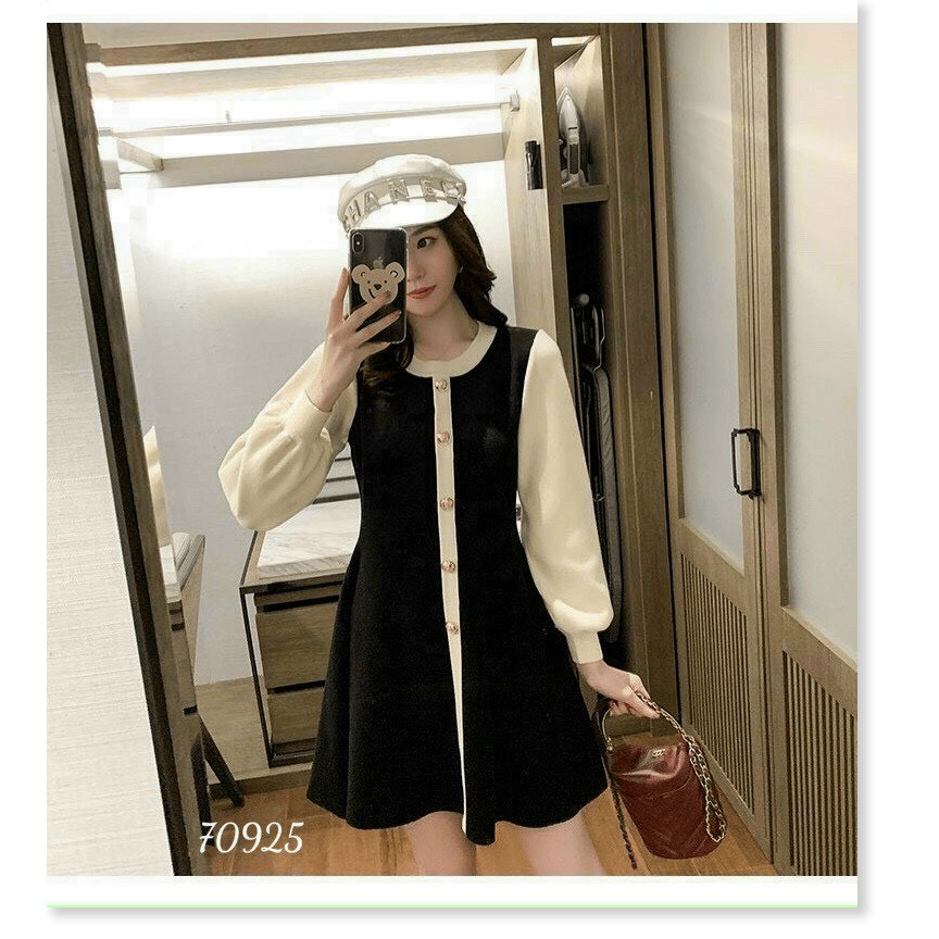 ĐẦM NỮ BABY DOLL PHỐI NÚT TIỂU THƯ XINH XẮN