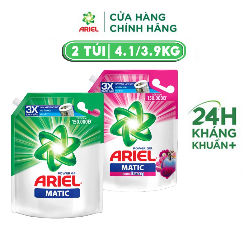 Combo Nước Giặt ARIEL Matic Nắng Mai 4.1KGx2/ Hương Downy 3.9KGx2