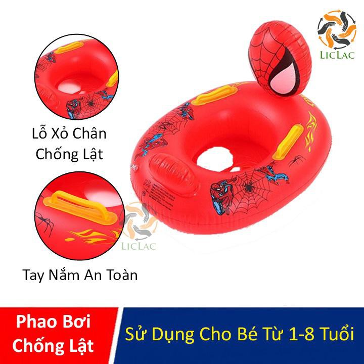 Phao Bơi Xỏ Chân Hình Thú - Phao Bơi Chống Lật Hình Người Nhện Spider Man Có Tay Cầm Nắm An Toàn Cho Bé