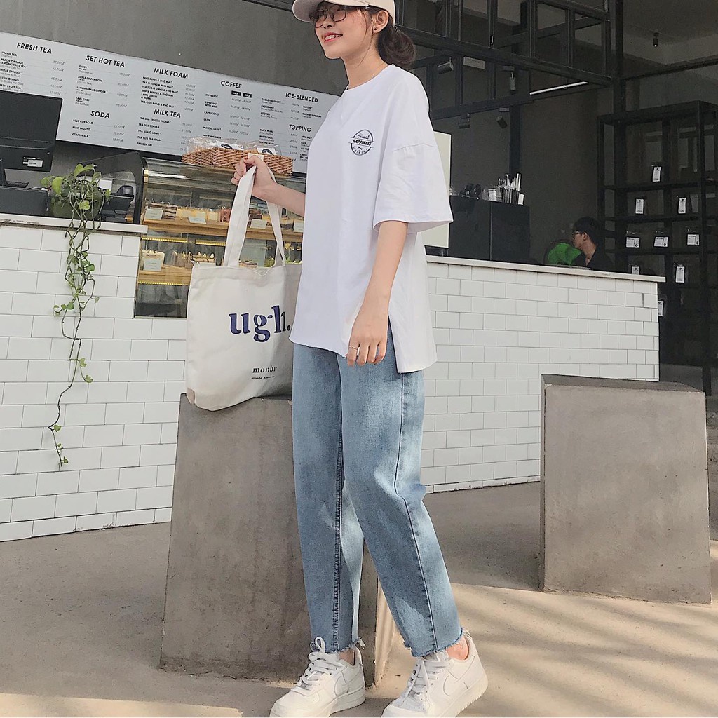 Quần jean baggy nữ Xám lai tua cá tính phong cách Retro Ulzzang (Có Bigsize Size Đại) - Quần baggy jeans KYUBI BJR51X