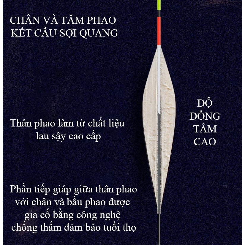 Phao Câu Đài Chuyên Câu Diếc Chép, Phao Cỏ Tăm Xoắn, Đầu Tăm To Tiểu Phượng Hoàng Mã R5 - VietFish