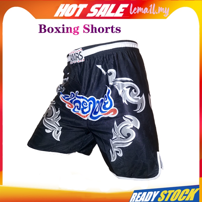 Quần boxer thể thao thi đấu đấm bốc/ Muay Thái/ võ thuật kết hợp màu xanh dương