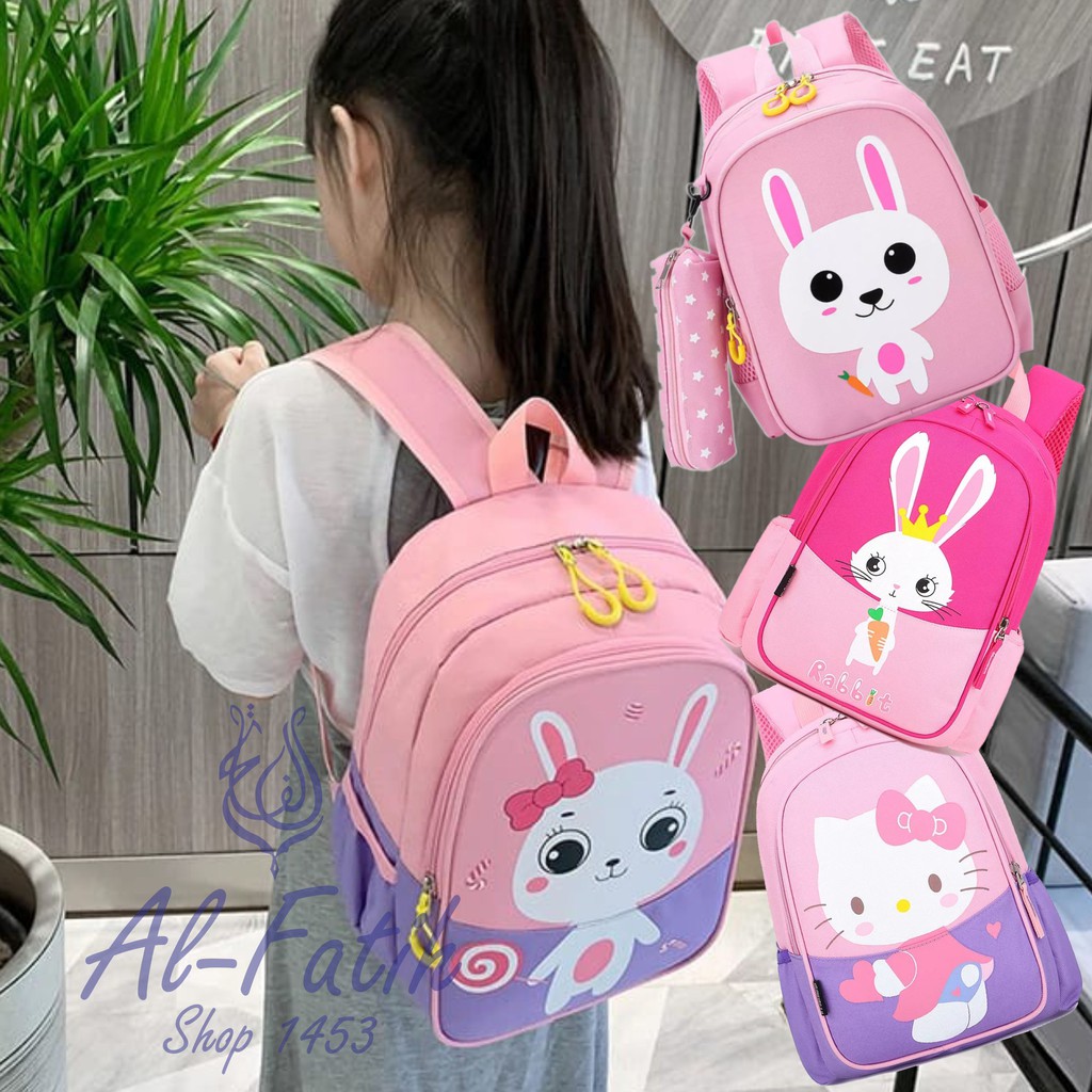 Ba Lô Đi Học Hình Thỏ Con Dễ Thương Cho Nữ Hello Kitty