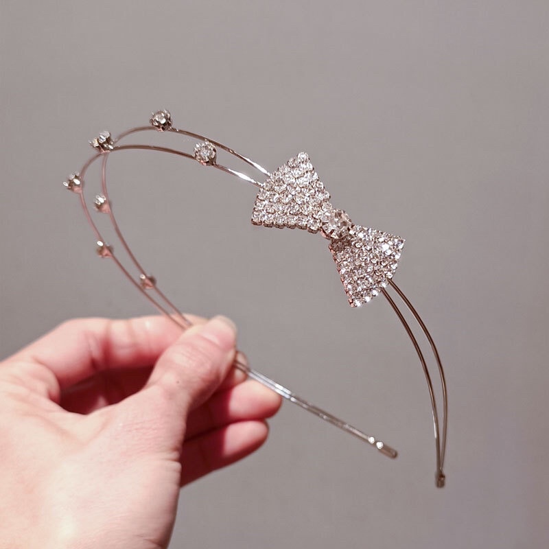 Cài tóc hình nơ, băng đô cài tóc đính đá phong cách hàn quốc dễ thương