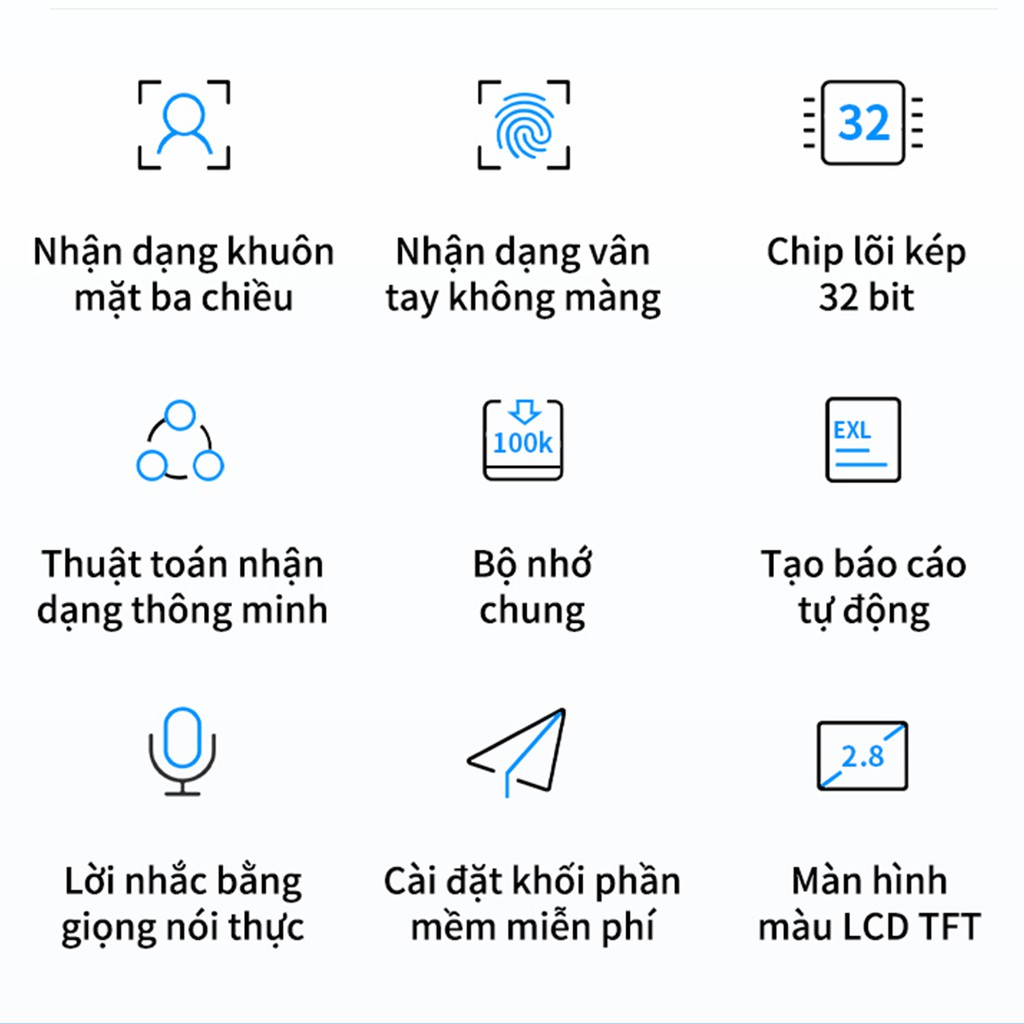 Máy Chấm Công Deli Máy Quét Vân Tay Và Nhận Dạng Khuôn Mặt - Hỗ Trợ Tiếng Việt, Báo Cáo Excel, Quản Lý Quyền Truy Cập