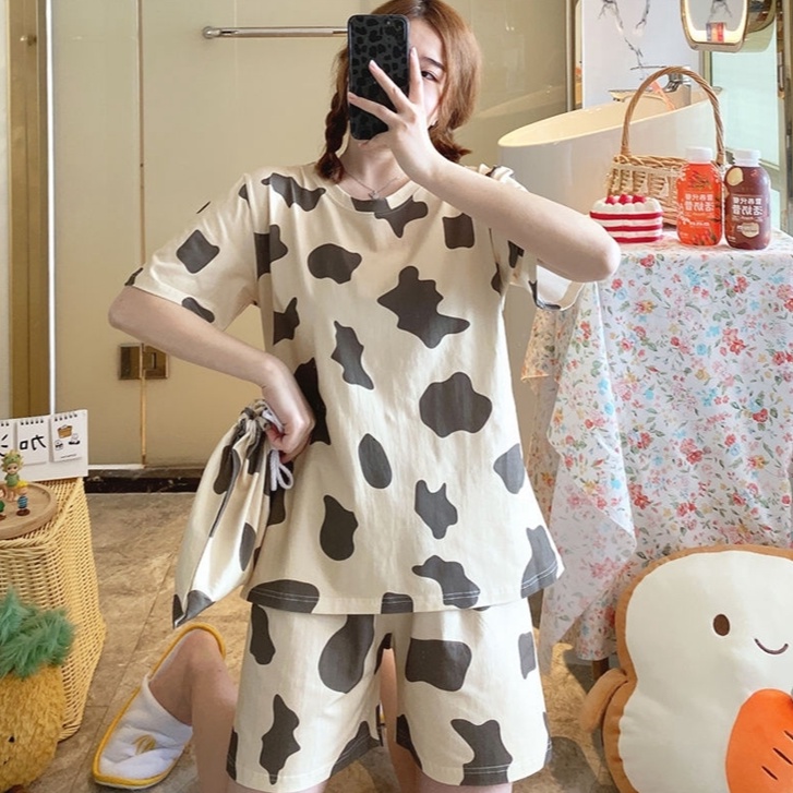 Women Pyjamas Cute Summer Short Sleeve Pajamas Sleepwear