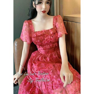 Đầm Xòe Hoa Xếp Bèo (KÈM VIDEO CẬN CHẤT VẢI)
