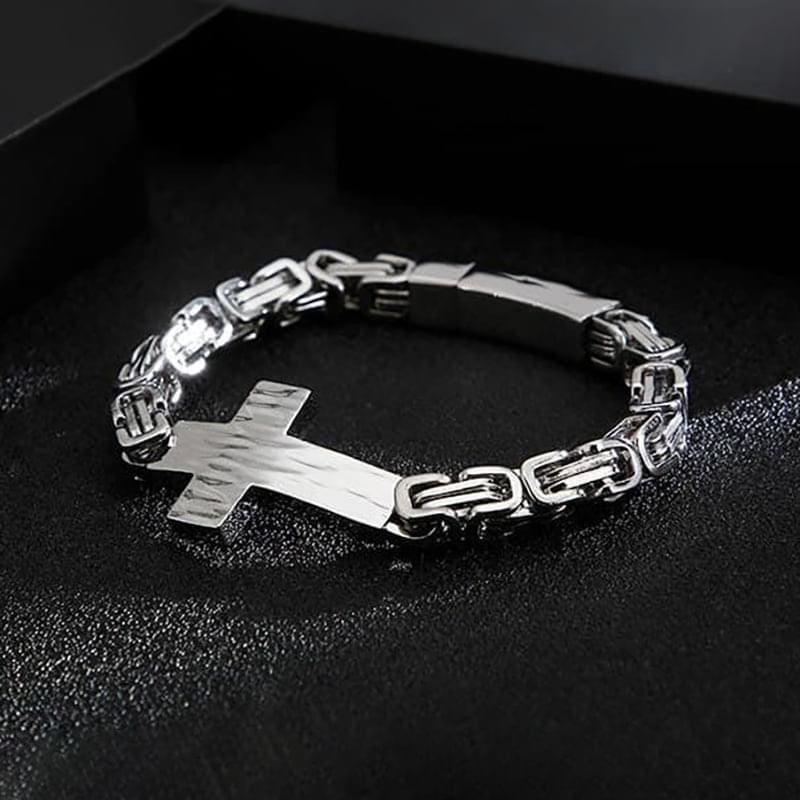 Vòng Tay Nam Titan Cao Cấp Chữ Thập Chất Ngầu - Lắc Tay Thép Không Gỉ Cá Tính StreetStyle Hiphop Phong Cách Âu Mỹ