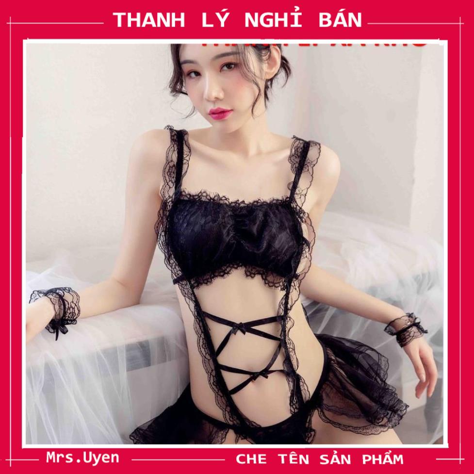 Váy ngủ cosplay hầu gái gợi cảm, Đầm ngủ ren dây DJ bốc lửa Mã HGD004 - trắng | BigBuy360 - bigbuy360.vn