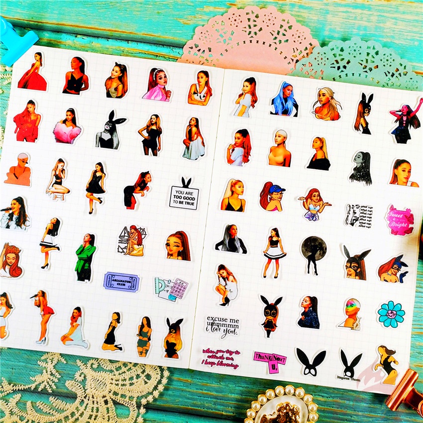 ★★★ Ariana Grande Q-1 Mini Diary Manual Stickers ★★★ 60Pcs/Set DIY Fashion Scrapbooks Album Decor Decals Stickers