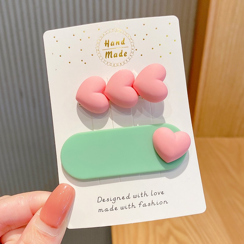 Kẹp tóc hình trái tim đơn giản thời trang mùa hè phong cách Nhật Bản độc đáo