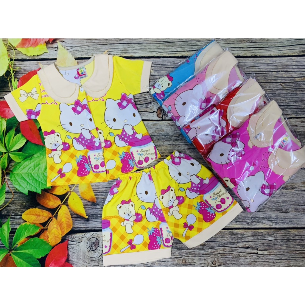 Bộ Lụa Tay Ngắn Cổ Sen Bé (8-14kg) (giao họa tiết ngẫu nhiên)