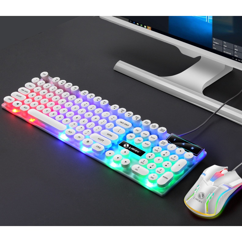 Bàn Phím Máy Tính Gaming Nút Tròn Chính Hãng Limei GTX300 Kèm Chuột Có Dây Chuyên Game Có Đèn LED Ấn Tượng