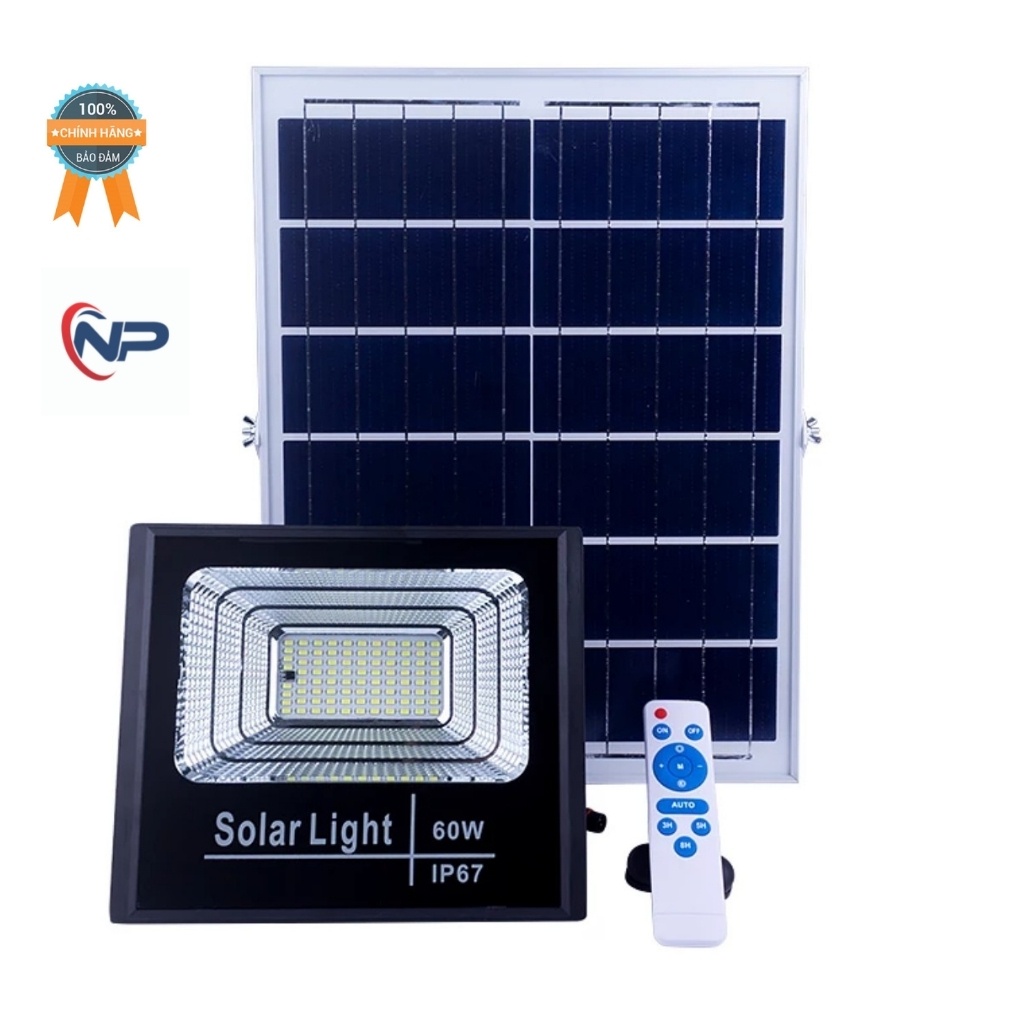 Đèn Pha Led Năng Lượng Mặt Trời 60w Chống Nước,Vỏ Nhôm Có Điều Khiển Từ Xa, Đèn Sân Vườn Bảo Hành 2 năm