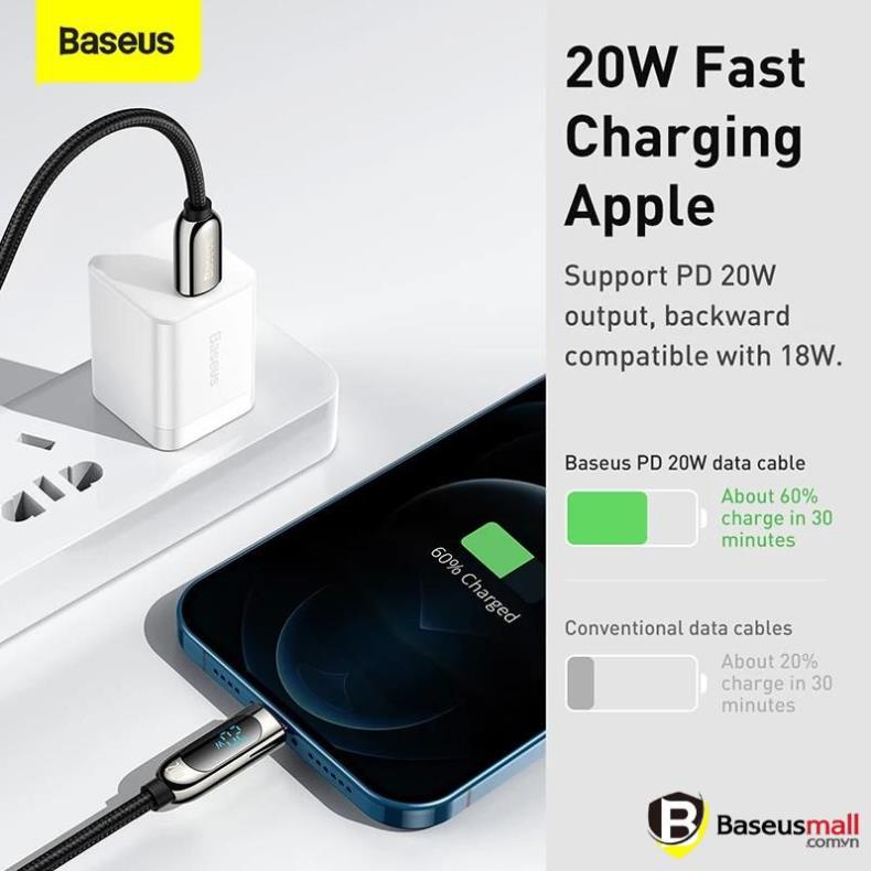 Cáp Sạc Nhanh Tích Hợp Màn Hình Led Baseus Display Fast Charging Data Cable Type-c To Ip 20w