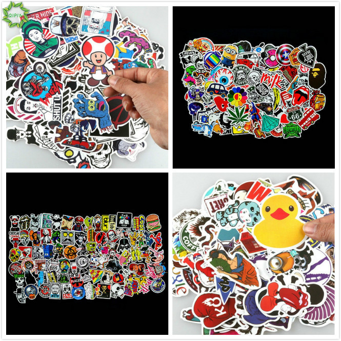 100 Miếng dán phong cách graffiti dễ thương trang trí xe hơi/ ván trượt/ laptop