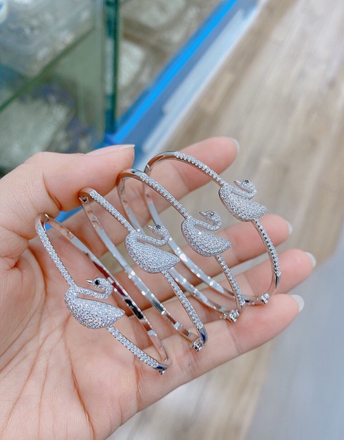 Vòng tay thiên nga bạc thật mẫu vàng trắng mẫu siêu nét
