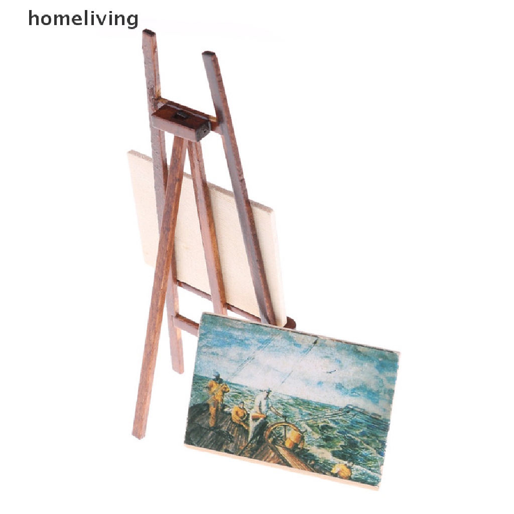 Bộ Giá Đỡ Đứng Và 2 Bức Tranh Gỗ Trang Trí Nhà Búp Bê