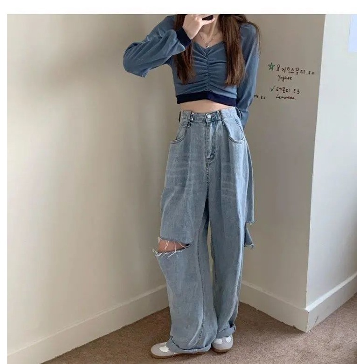 Áo Thun Tay Dài Cổ Chữ V Dễ Phối Đồ Thời Trang Phong Cách Hàn Quốc Cho Nữ 2022