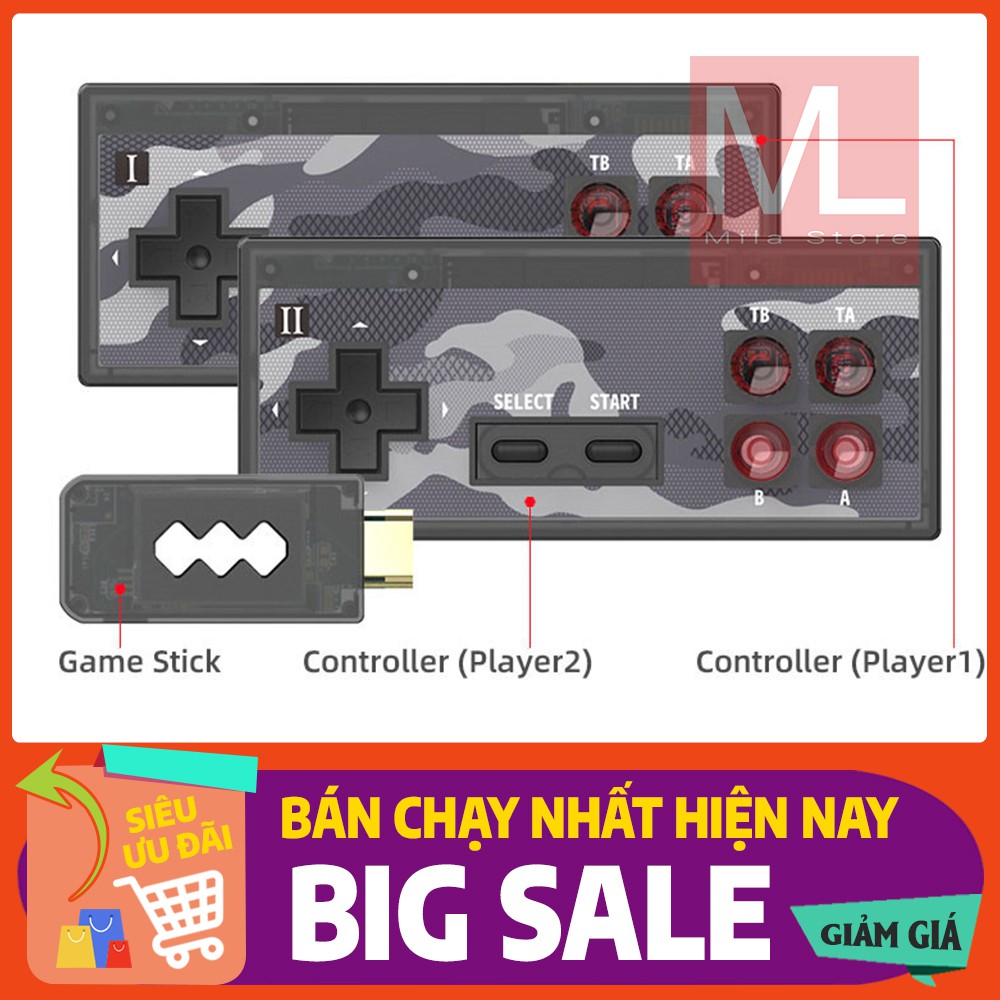 [GIAO NHANH 1H] Máy chơi game 4 nút tay cầm không dây Y2-HD PLUS 2020 1400in1 NES - Trở về tuổi thơ