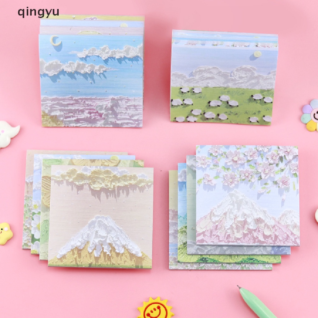 Set 90 Tờ Giấy Ghi Chú Họa Tiết Tranh Sơn Dầu Phong Cảnh