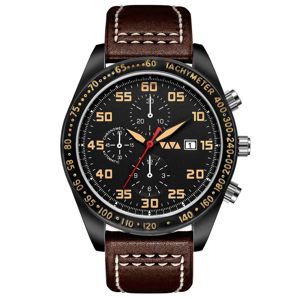 new pattern VA VA VOOM VA-204 Casual Leather Strap Wristwatch Business Quartz Watch Water-resistant Watch For Men  Date Display