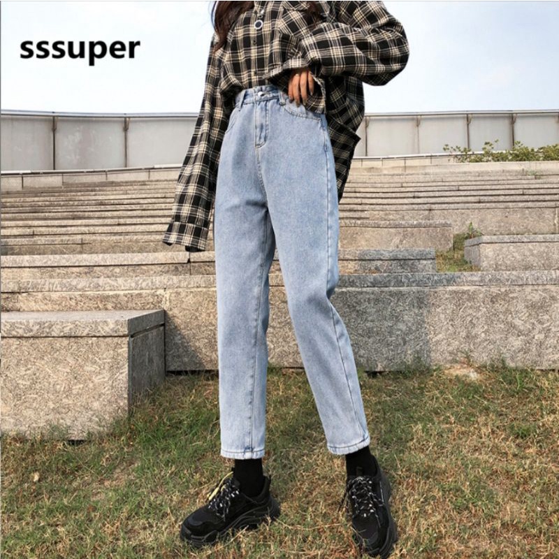 Pass Quần jean ống suông, xanh nhạt order taobao bigsize size 3xl