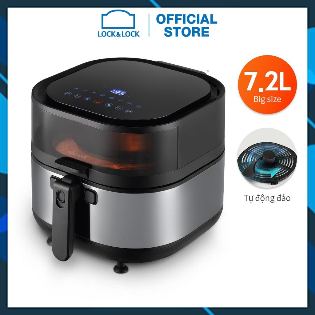 Nồi chiên không dầu Lock&amp;Lock Visible Stirring Air Fryer 7.2L - màu đen EJF596BLK chính hãng BH 12 tháng