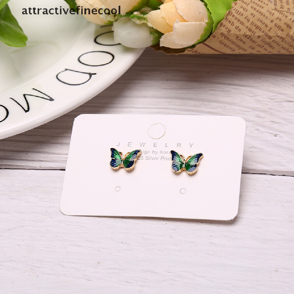 Khuyên Tai Hình Bướm Tráng Men Màu Xanh Lá Thời Trang Cho Nữ